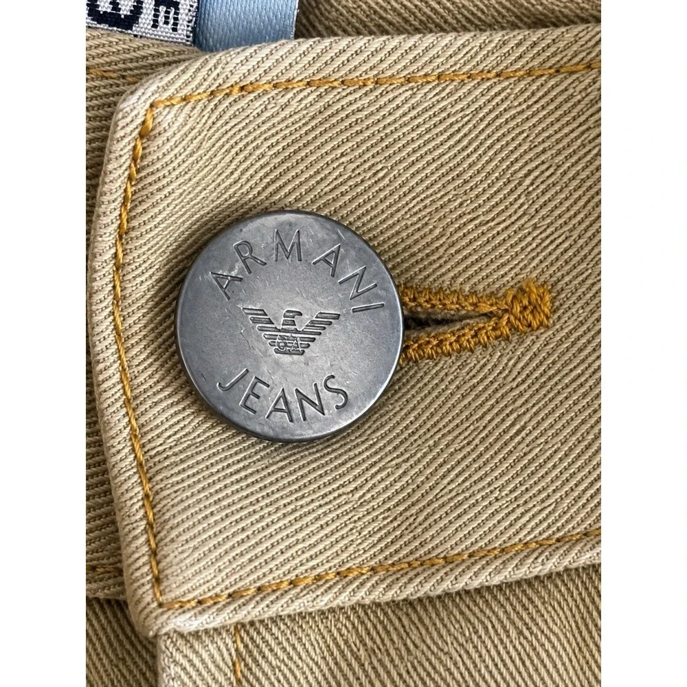 VTG 90s Armani Jeans True Blue Khaki Straight Leg Button Fly Italy 29x31 Baggy